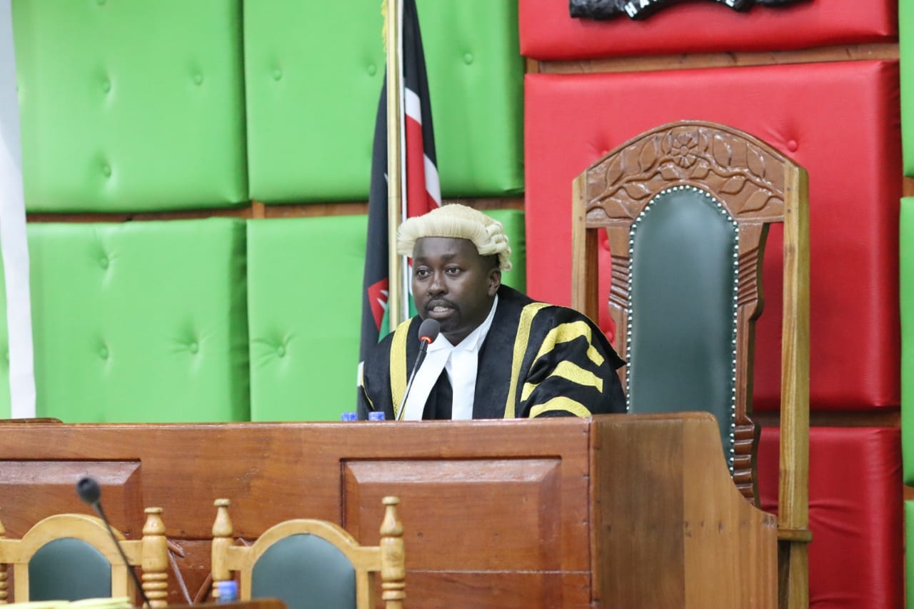 Speaker Cosmas Korir presidingover sessions at the County Assembly in the past.