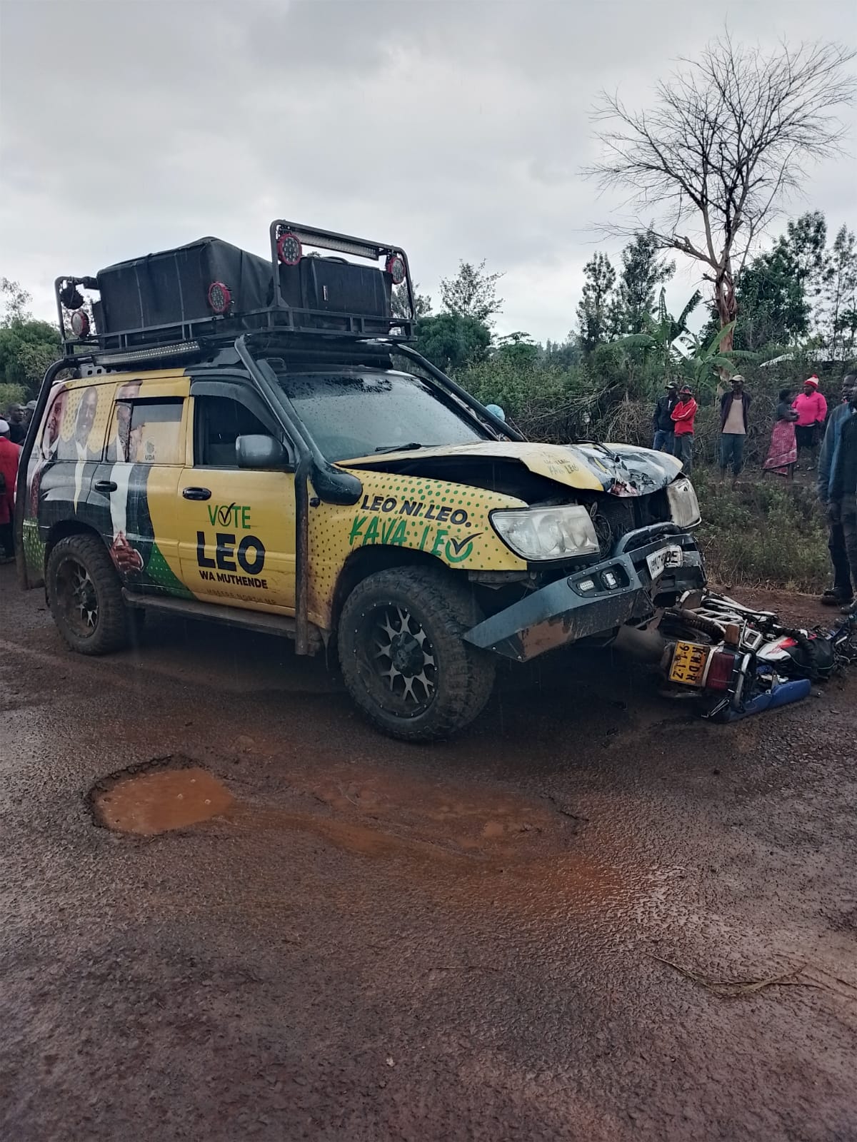 The vehicle belonging to Mbeere UDA candidate Leonard Muthende. PHOTO/Courtesy