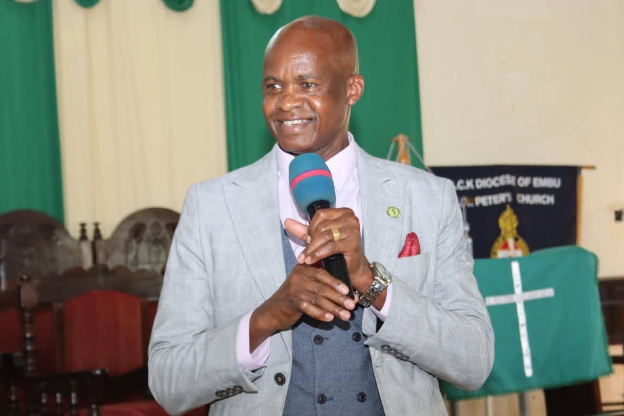 Embu Senator Alexander Mundigi when he spoke at ACK Karurina, Manyatta sub county . PHOTO/File