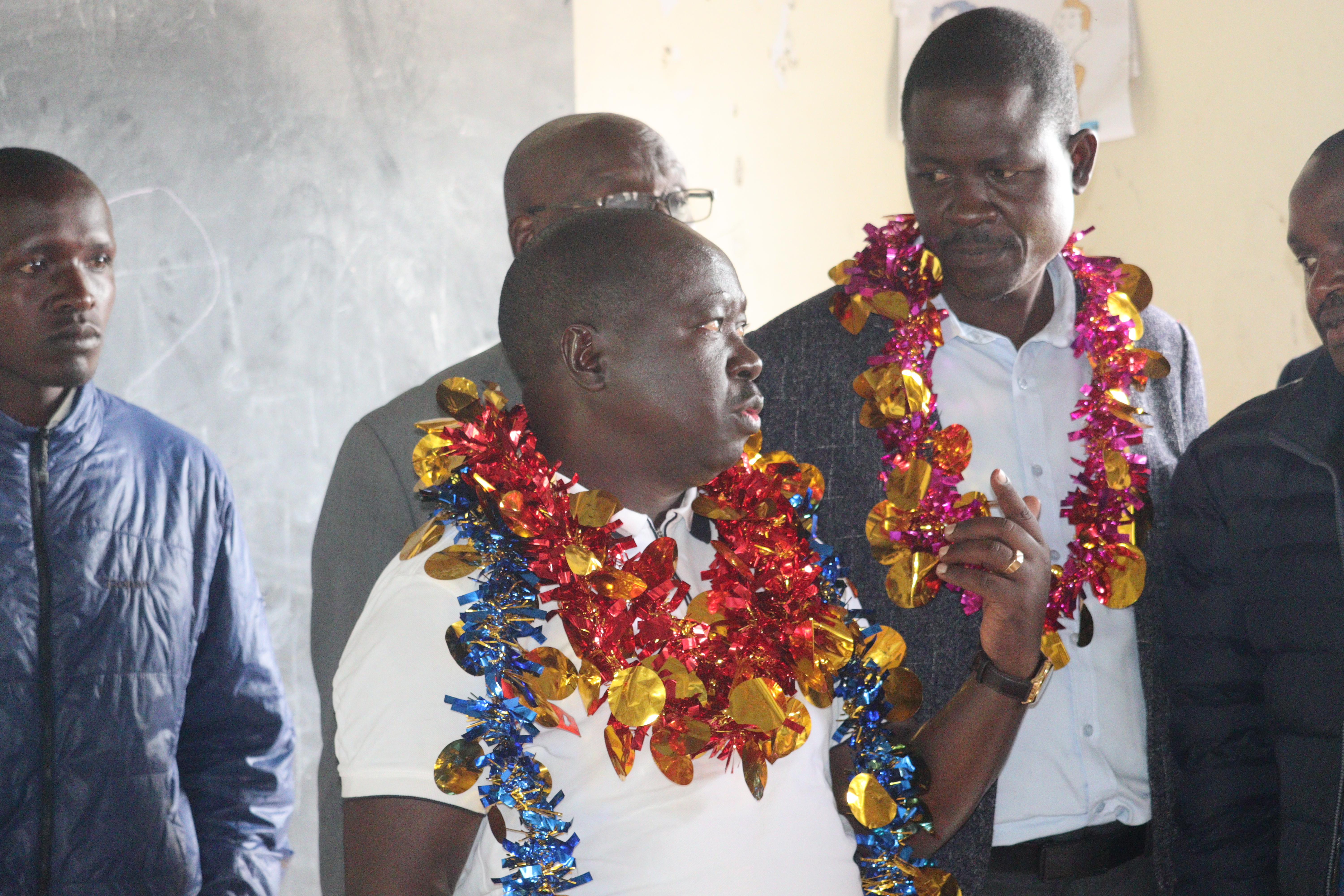 Richard Yegon cary out inspection of renovated classrooms at kugunoi primary school and Junior Secondary. Photo/Kimagata Marindany