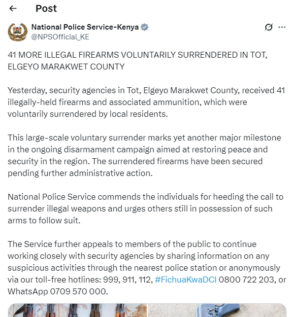 National Police Service (NPS) report dated Thursday, September 18, 2025