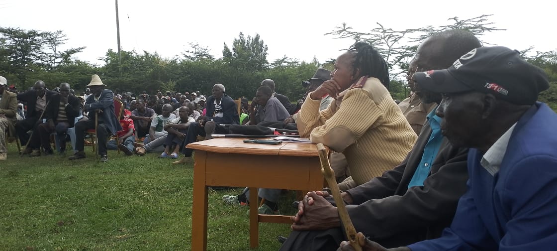 Kyogong Location Chielf Selina Kilel follow discusions durng the Public baraza at Sajora in Chepalungu. Photo/ Kimagata Marindany