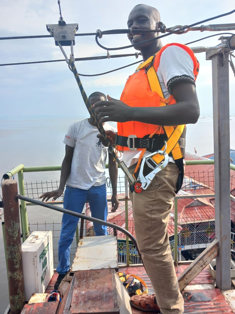 Aron Rono, aspirant for the Bomet KUPPET branch vice chairperson enjoying outing in Dunga beach, Kisumu. PHOTO/Geoffrey Kimagut
