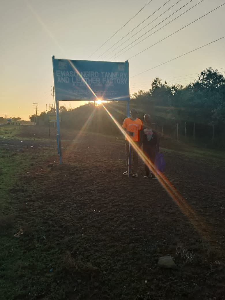 Johnston Kitoben when he made a stop over in Narok on his way to Nairobi. Johnston is walking to Nairobi to present a petition to parliament seek a reservation of an elective seat for Persons Living with Disability. Photo/Courtesy