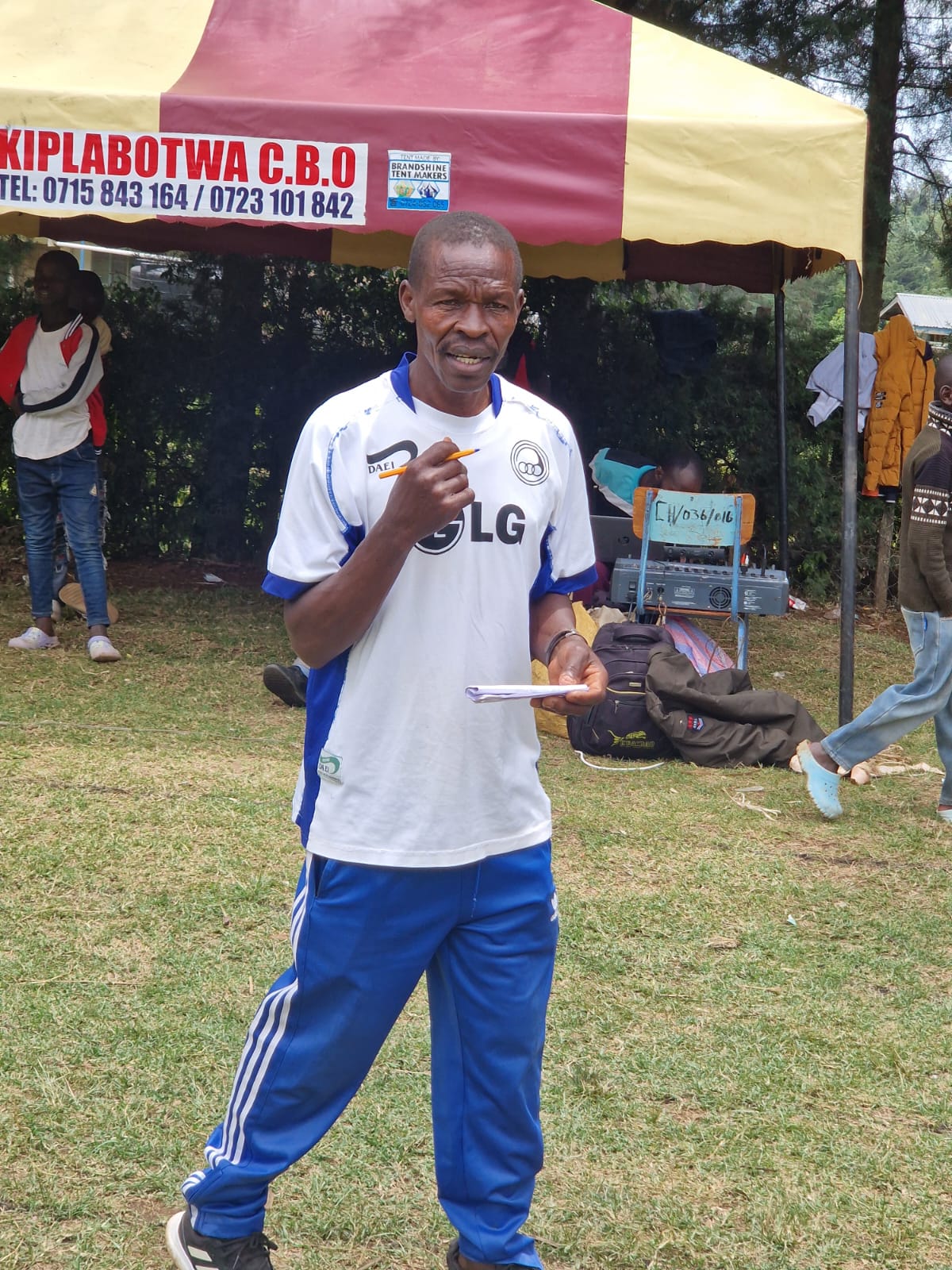 Chepngaina FC Head coach during their match againts Konoin Technical. Photo/Courtesy