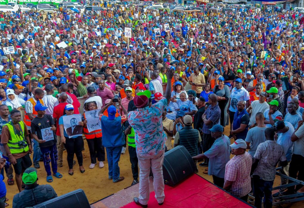 Former Deputy President Rigathi Gachagua during Tononoka rally in Mombasa on Saturday, April 21, 2026. PHOTO/@rigathi/X