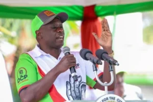 Former Deputy President Rigathi Gachagua while speaking during Millicent Omanga’s welcoming into the DCP party. PHOTO//https://www.facebook.com/DPGachagua