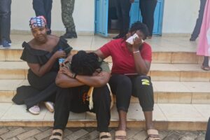 Haningtons wife being comforted by her family members at Kisumu on Sunday, May 24, 2026. PHOTO