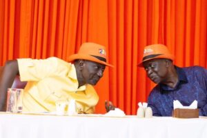 President William Ruto with Senator Oburu Oginga on Saturday, November 15, 2025. PHOTO/@TheODMparty/X