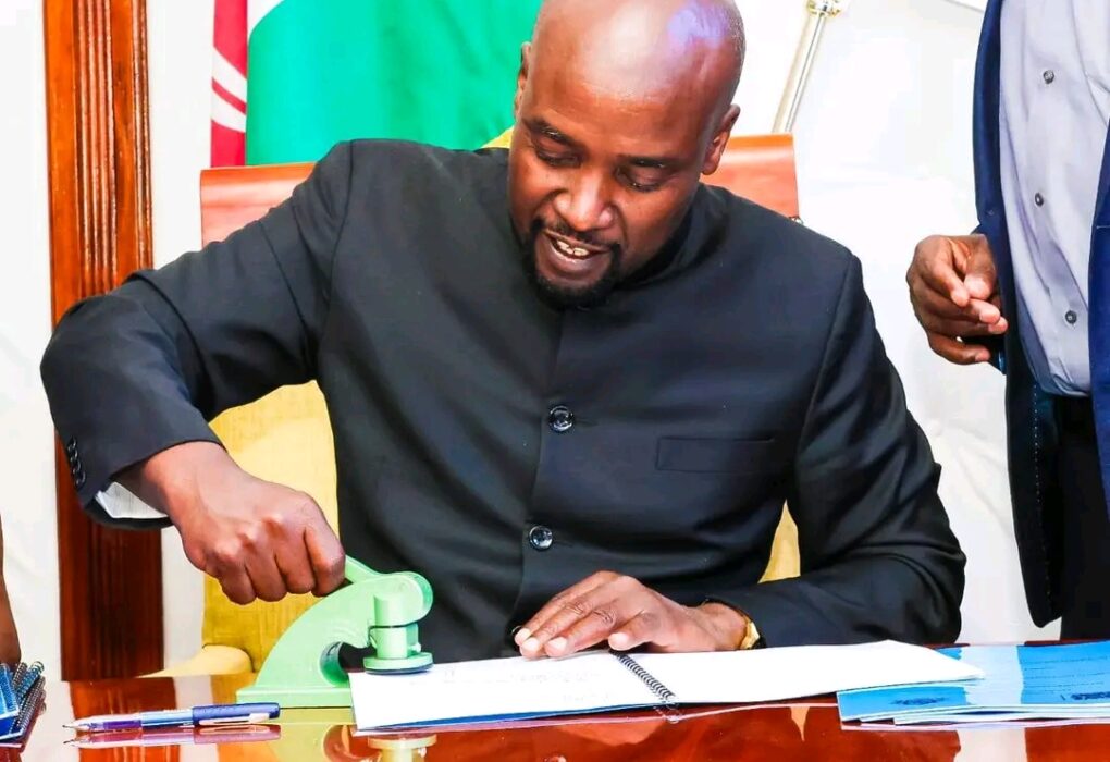 Bomet Governor Hillary Barchok after approving the he construction of a Mother and Child Level 4 Hospital and a Level 5 County Referral Hospital. PHOTO/Barchok