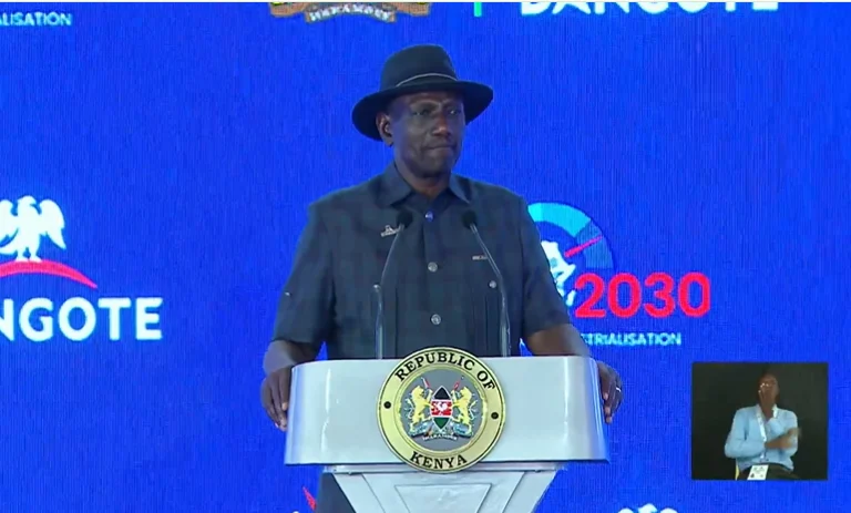 President Wiliam Ruto speaking during the groundbreaking of the Dangote East Africa Petroleum Refinery, Mokowe, Lamu County on Wednesday, September 30, 2026.PHOTO/@WilliamsRuto/X