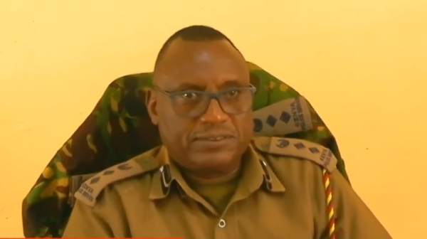Bomet Central Sub-County Police Commander Stephen Kirui speaking in an interview with a local station. PHOTO/Screengrab by BN Digital