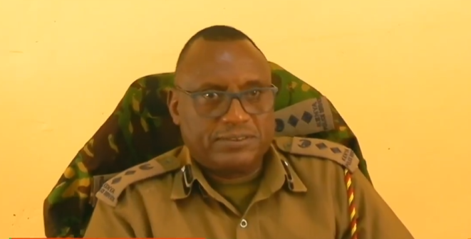 Bomet Central Sub-County Police Commander Stephen Kirui speaking in an interview with a local station. PHOTO/Screengrab by BN Digital