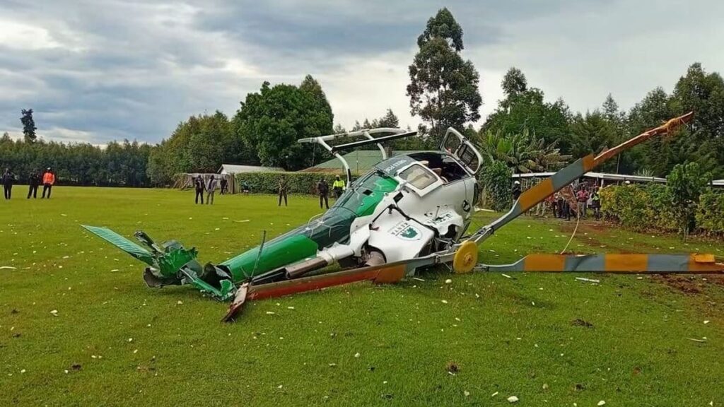 Kenya Forest Service (KFS) helicopter crashed during take-off at Kericho Golf Club on Monday, October 12, 2026. PHOTO/ courtesy