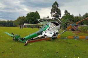 Kenya Forest Service (KFS) helicopter crashed during take-off at Kericho Golf Club on Monday, October 12, 2026. PHOTO/ courtesy