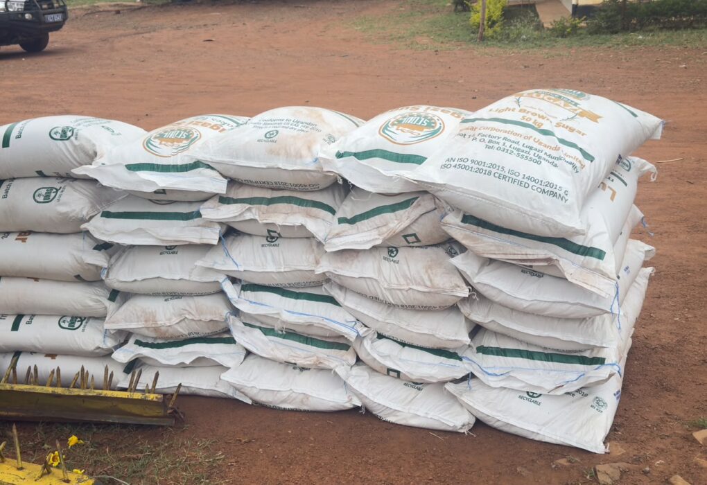 RA officers inspect seized bags of suspected smuggled sugar intercepted in Lodwar, Turkana County, and Kakamega during anti-smuggling operations. PHOTO/Felix Kyalo